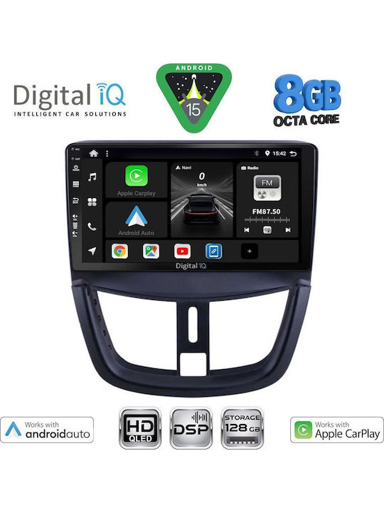 Digital IQ Car Audio System for Peugeot 207 2007-2014 Bluetooth USB WiFi GPS Apple CarPlay Android Auto with 9" Touch Screen