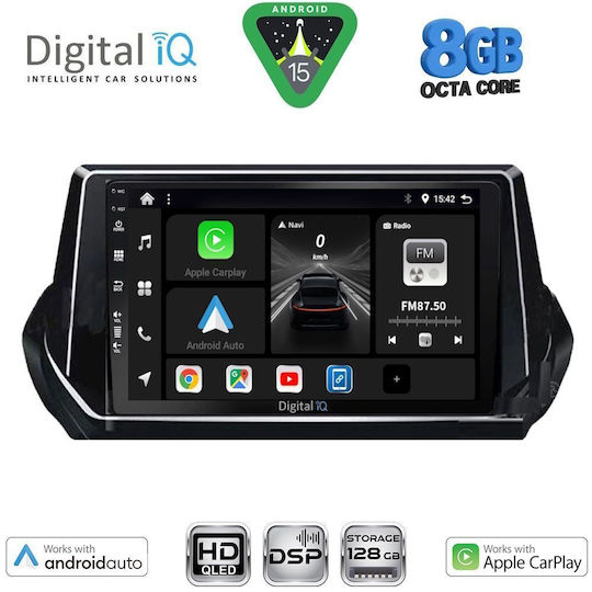 Digital IQ Ηχοσύστημα Αυτοκινήτου για Peugeot 208 2021-2026 (Bluetooth/USB/WiFi/GPS/Apple-Carplay/Android-Auto) με Οθόνη Αφής 9"