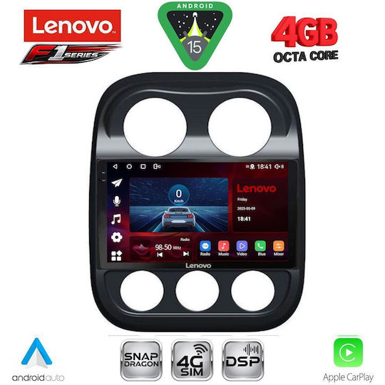 Lenovo Car Audio System for Jeep Compass / Patriot 2007-2016 (Bluetooth/USB/WiFi/GPS/Apple CarPlay/Android Auto) with 10" Touch Screen
