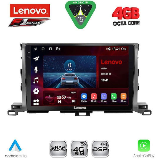 Lenovo Ηχοσύστημα Αυτοκινήτου για Toyota Highlander 2014-2019 (Bluetooth/USB/WiFi/GPS/Apple-Carplay/Android-Auto) με Οθόνη Αφής 10"