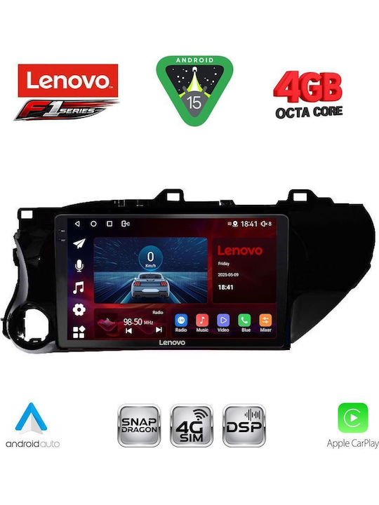 Lenovo Car Audio System for Toyota Hilux 2017 Bluetooth USB WiFi GPS Apple CarPlay Android Auto with 10" Touch Screen