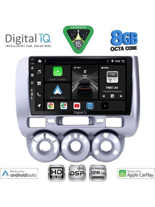 Digital IQ Sistem Audio Auto pentru Honda Jazz 2002-2008 cu A/C (Bluetooth/USB/Wi-Fi/GPS/Apple CarPlay/Android Auto) cu Ecran Tactil 9"