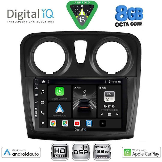 Digital IQ Car Audio System for Dacia Logan / Sandero 2012-2019 (Bluetooth/USB/WiFi/GPS/Apple CarPlay/Android Auto) with 9" Touch Screen