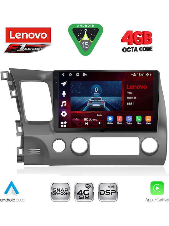 Lenovo Car Audio System for Honda Civic 2006-2012 Bluetooth USB WiFi GPS Apple CarPlay Android Auto with 10" Touch Screen