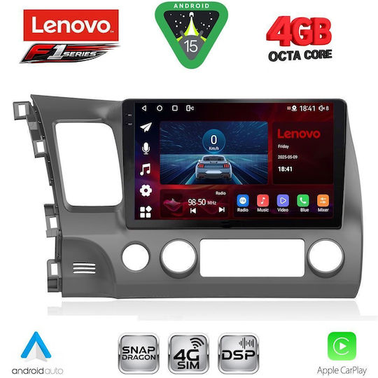 Lenovo Car Audio System for Honda Civic 2006-2012 Bluetooth USB WiFi GPS Apple CarPlay Android Auto with 10" Touch Screen