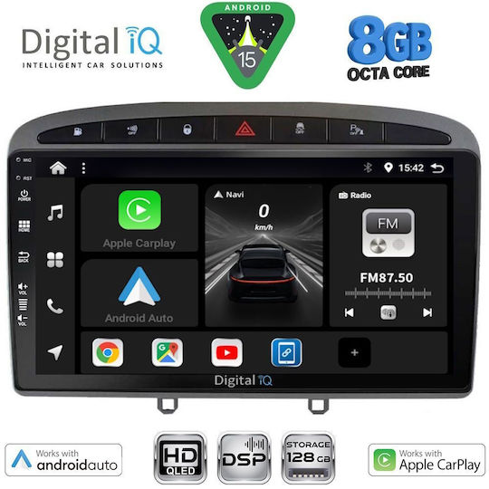 Digital IQ Car Audio System for Peugeot 308 / RCZ 2009-2015 (Bluetooth/USB/WiFi/GPS/Apple CarPlay/Android Auto) with 9" Touch Screen