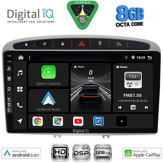 Digital IQ Ηχοσύστημα Αυτοκινήτου για Peugeot 308 / RCZ 2009-2015 (Bluetooth/USB/WiFi/GPS/Apple-Carplay/Android-Auto) με Οθόνη Αφής 9"