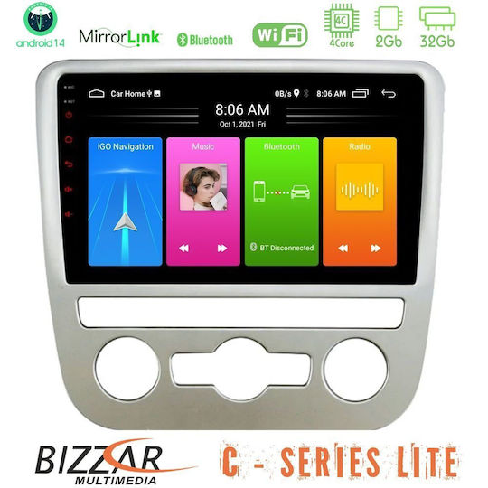 Bizzar Car Audio System for Volkswagen Scirocco 2008 – 2014 with A/C Bluetooth USB AUX WiFi GPS Android Auto with 9" Touch Screen