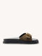 Ladí Leder Flatform Damen Pantoffeln Mit Metallischem Ring