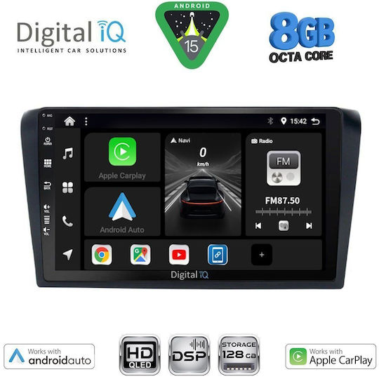 Digital IQ Ηχοσύστημα Αυτοκινήτου για Mazda 3 2003-2008 με Clima (Bluetooth/USB/WiFi/GPS/Apple-Carplay/Android-Auto) με Οθόνη Αφής 9"