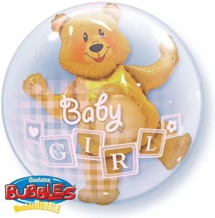Round Baby Birth Teddy Bears Bubble Jumbo Double 60cm Balloon