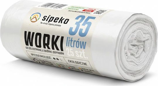 Sipeko Sacuri De Gunoi Capacitate 35lt 60x50cm 25 Bucăți Albe