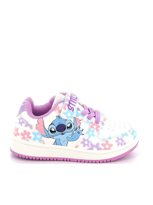 Stitch Stitch Kids Sneakers with Hoop & Loop Closure White