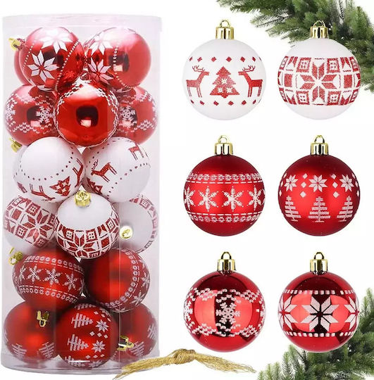 Verk Group Weihnachtsbaumschmuck Kugel Ornament Rote & Weiße 5cm – 30 Stück