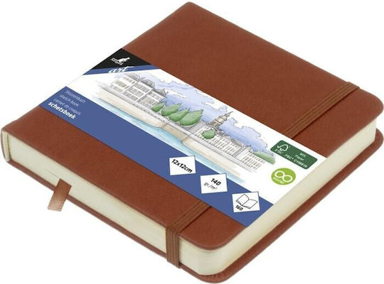 Sketchbook 12 X 12cm Cognac 140gr 160σελ Λαστιχο Σκληρο Εξωφυλλο Kangaro