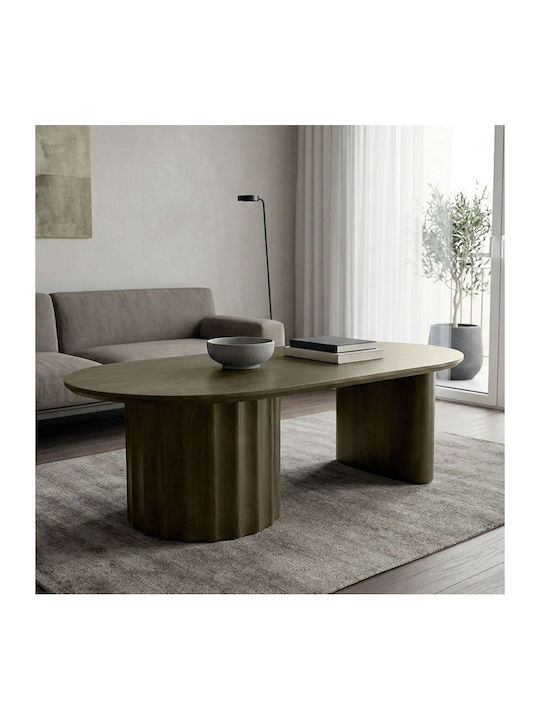 Oval Central Coffee Table Flute Made of Solid W...