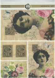 Χαρτί Decoupage Deco 30gr 29,7χ42cm Γραμματοσημο Λουλουδια Skag