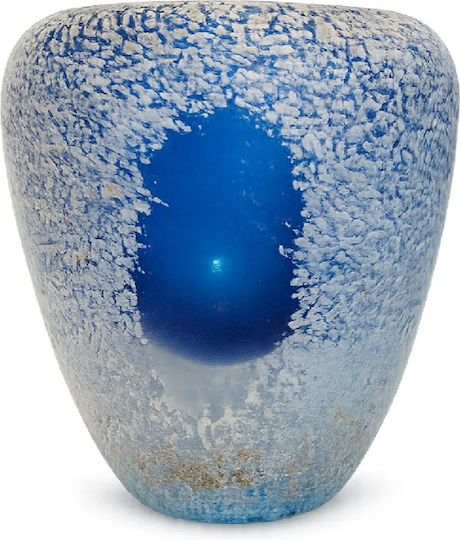 keleman Διακοσμητικό Βάζο Γυάλινο Μπλε Y22.5cm