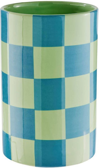 Butlers Ceramic Vase Checker Blue Y22cm