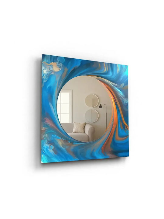 SteweHome Wandspiegel «Kreis Ozean» In Blauer Farbe (80x80cm)