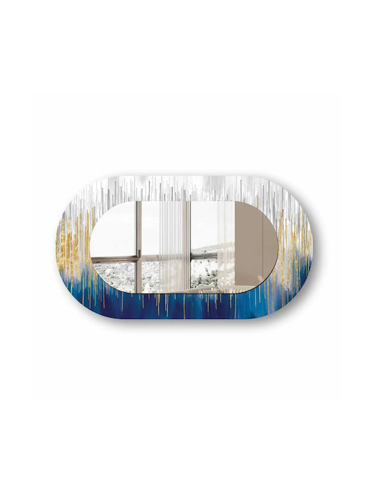 Oval Wandspiegel Mit Glas Rahmen Blau Und Hellgrau (55x99cm)