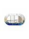 Oval Wandspiegel Mit Glas Rahmen Blau Und Hellgrau (55x99cm)