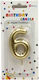 Cake Candle Number 6 Gold 8cm