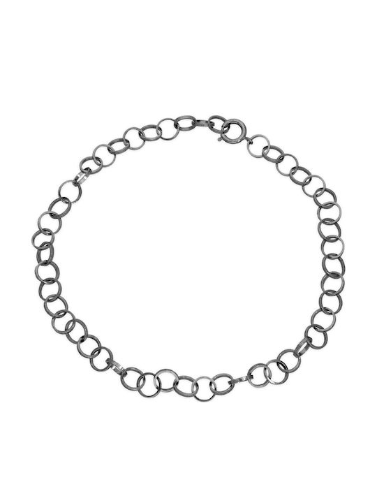 Necklace Hammered Chain Necklace Handmade Black Silver 925 Chain 40cm
