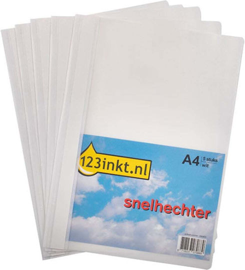 Plastic Report File 123inkt A4 White 5 Pieces 300453