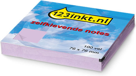 Αυτοκόλλητα Χαρτάκια 123inkt 100 Φύλλα 76 X 76 Mm Λιλά 300477
