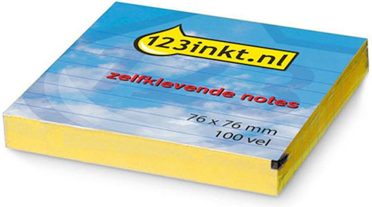 123inkt Lined Sticky Memo Pads 100 Sheets 76 X 76 Mm Yellow 300467