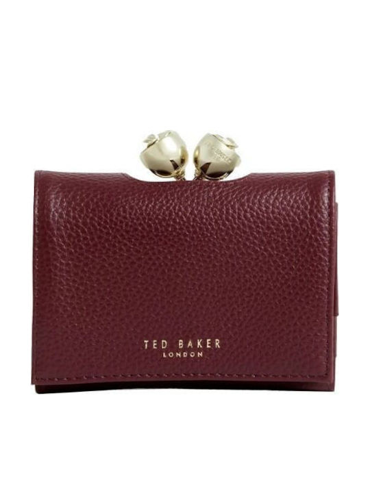 Ted Baker Roosa Rose Detail Μεγάλο Δερμάτινο Γυναικείο Πορτοφόλι Μπορντό