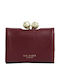 Roosa Rose Detail Large Leather Women's Wallet Burgundy