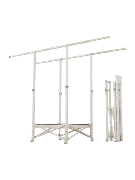 Folding Floor Clothes Drying Rack Made of Metal White