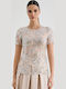 Women's Blouse Short Sleeve Beige
