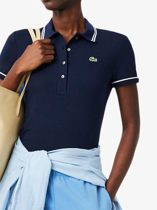 Lacoste Women's Polo Blouse Short Sleeve Navy Blue