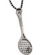 Hängende Charms Tennis Racket Handgefertigt Silber 925 Kordel Technoleder 40cm