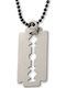 Men's Pendant Razor Handmade Silver 925 Cord Faux Leather 50cm
