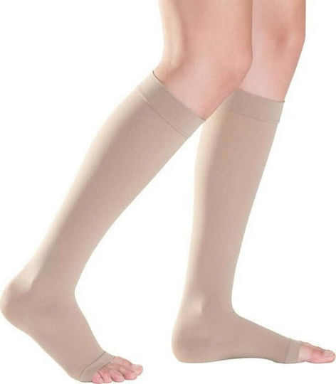 Sigvaris Tfs 701 Long Plus Calf High Graduated Compression Socks Open Toes 18-21 mmHg Beige