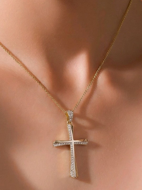 Papadopoulos Gold Crucifix Pentru Femei Fără Lanț K14.5042