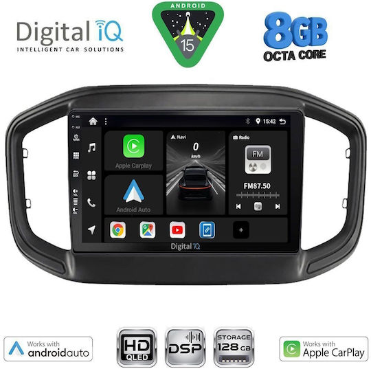 Digital IQ Car Audio System for Fiat Strada 2020+ with Touch Screen 9" Digital IQ BXF 7147 CPAA Bluetooth USB Wi-Fi GPS Apple CarPlay Android Auto