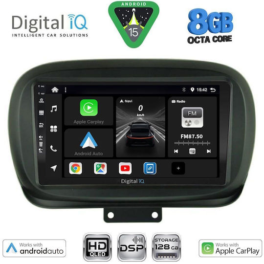 Digital IQ Car Audio System for Fiat 500X 2014-2019 Bluetooth USB Wi-Fi GPS Apple CarPlay Android Auto with 9 Inch Touch Screen DIGITAL IQ BXF 7134 CPAA
