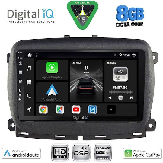 Digital IQ Car Audio System for Fiat 500 2016 with Touch Screen 9" Digital IQ BXF 7131 CPAA Bluetooth USB Wi-Fi GPS Apple CarPlay Android Auto