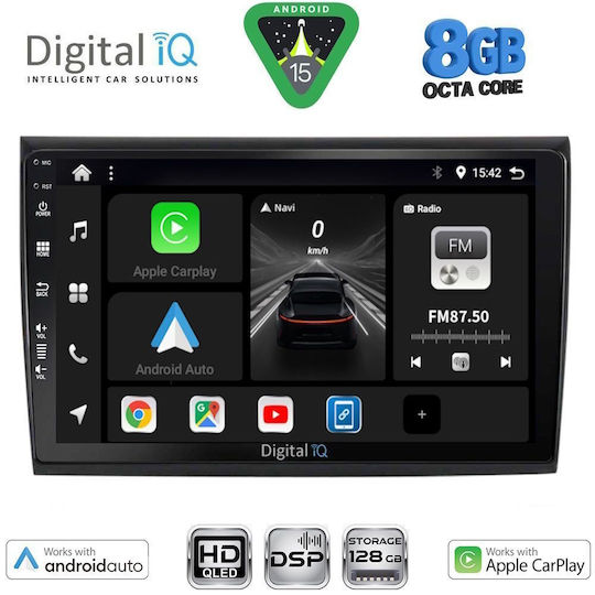 Digital IQ Car Audio System for Fiat Bravo 2007-2019 (Bluetooth/USB/WiFi/GPS/Apple CarPlay/Android Auto) with 9" Touch Screen