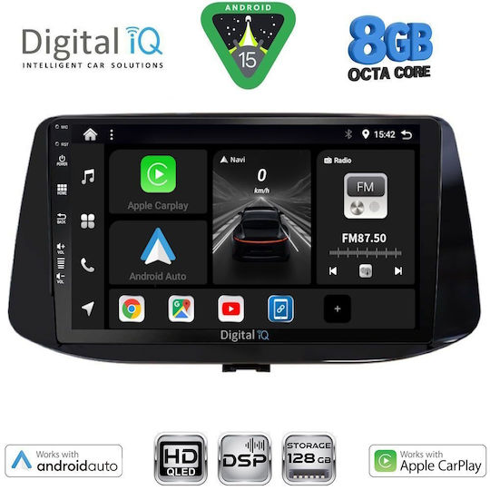 Digital IQ Car Audio System for Hyundai i30 2018 with Touch Screen 9" DIGITAL IQ BXF 7233 CPAA Bluetooth USB Wi-Fi GPS Apple CarPlay Android Auto