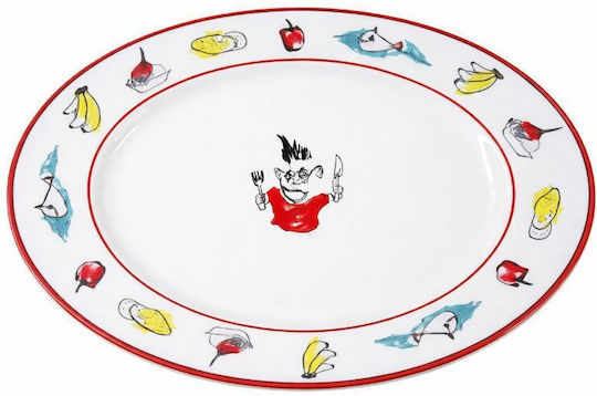 keleman Serving Platter Oval Made of Porcelain Red 36x36cm