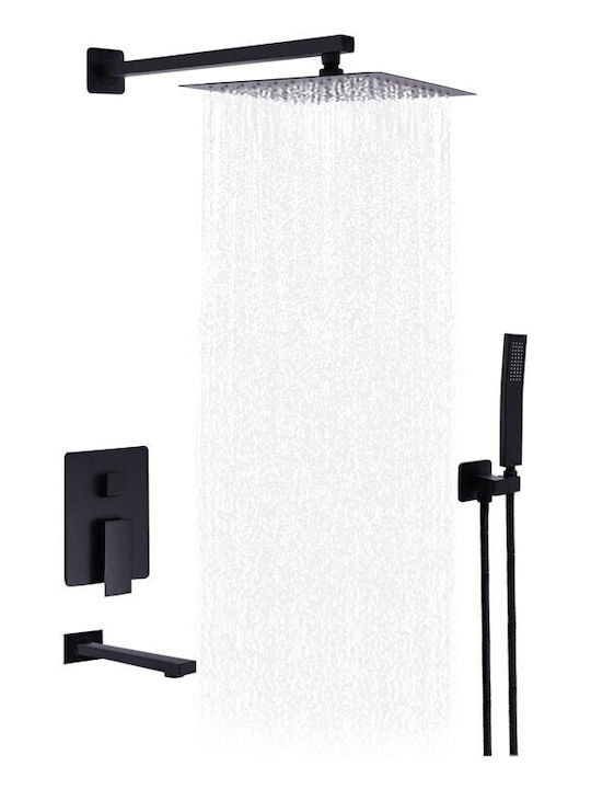 Duschsäule mit Wannenbatterie Schwarze