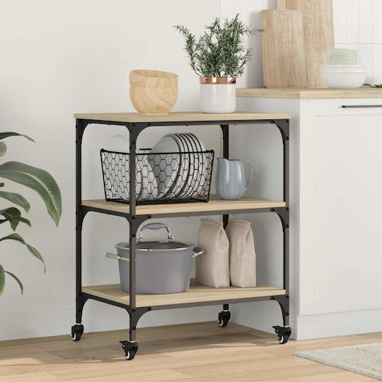 vidaXL vidaXL Küchenregal Hölzernes 3 Ebenen Braun 60x41x76cm