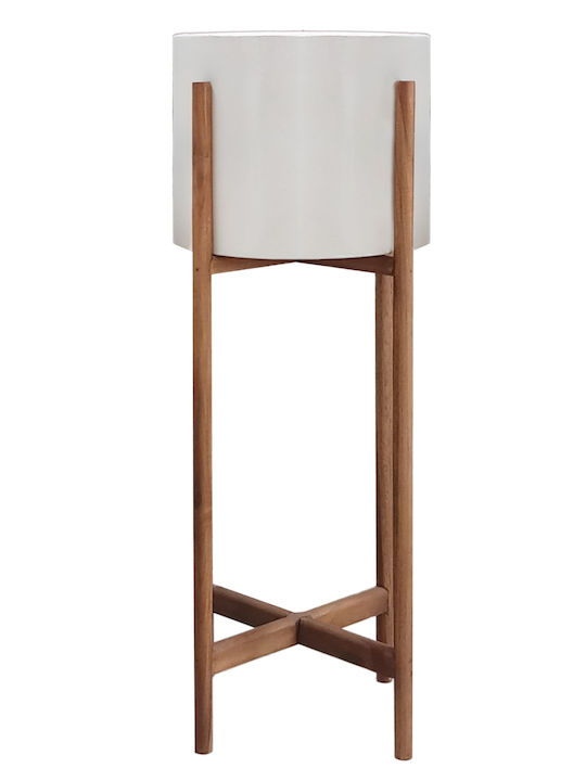 HomeMarkt Rentil Plant Pot Wooden White with St...