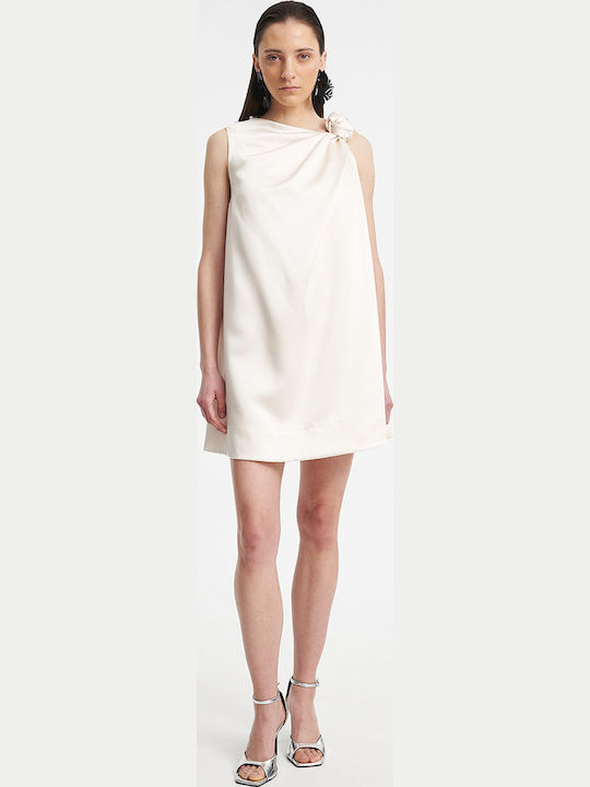Mini Dress for Wedding / Christening Satin Beige